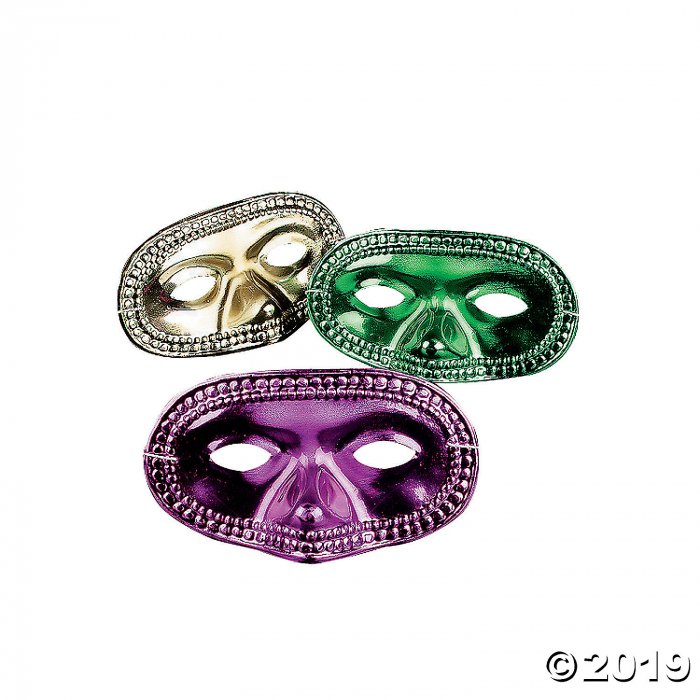 Metallic Mardi Gras Half Masks (24 Piece(s))