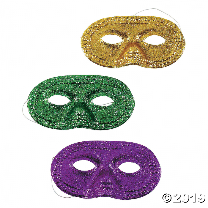 Mardi Gras Glitter Half Masks (Per Dozen)