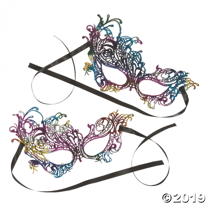 Rainbow Masquerade Masks (6 Piece(s))