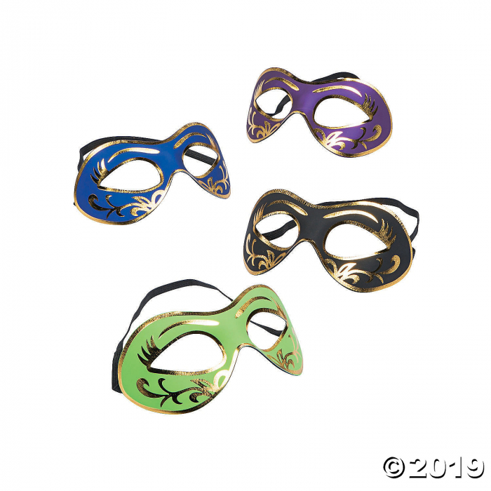 Masquerade Masks with Gold Accents (Per Dozen)