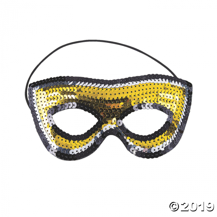 New Year's Eve Black & Gold Sequin Masks (Per Dozen)