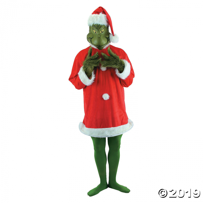 Men's Deluxe The Grinch Santa Costume with Mask - Small/Medium (1 Set(s))