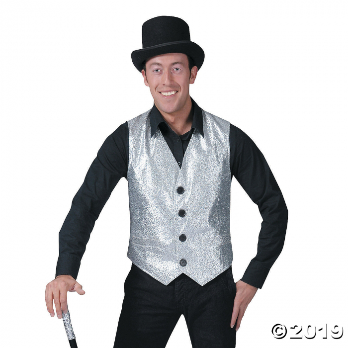 Men's Silver Vest Costume - Standard Men's Silver Vest Costume - Standard