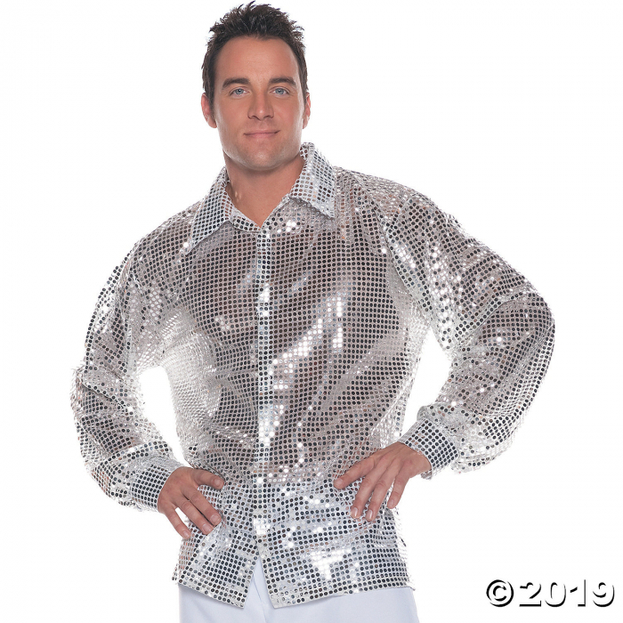Men's Silver Sequin Shirt Costume - Extra Large (1 Piece(s))