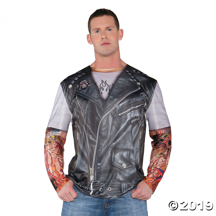 Men's Photo Real Shirt Biker Jacket Costume (1 Piece(s))