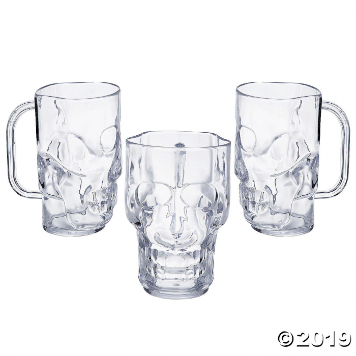 Clear Skull Plastic Mugs (Per Dozen)