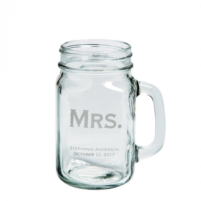 Mrs. Mason Jar Personalized Glass Mug (1 Piece(s))