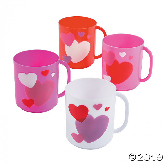 Valentine Heart Plastic Mugs (Per Dozen)