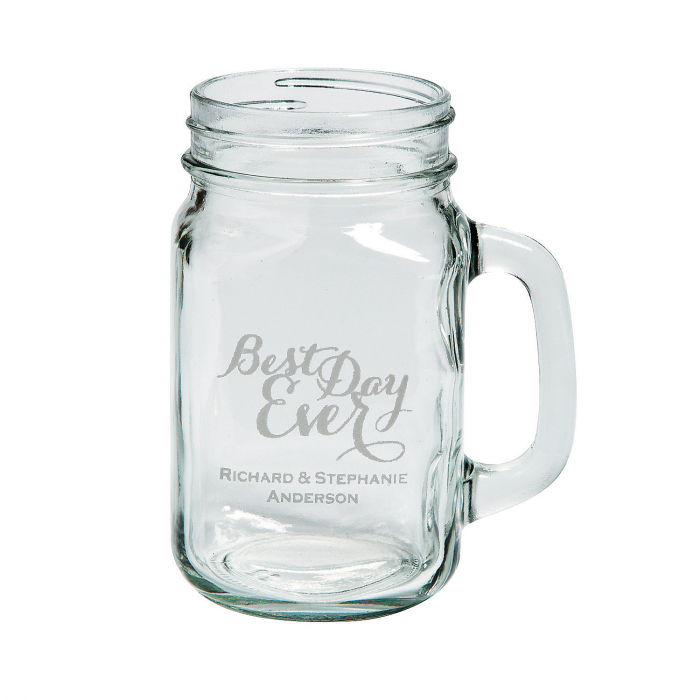 Best Day Ever Mason Jar Personalized Glass Mugs (1 Set(s))