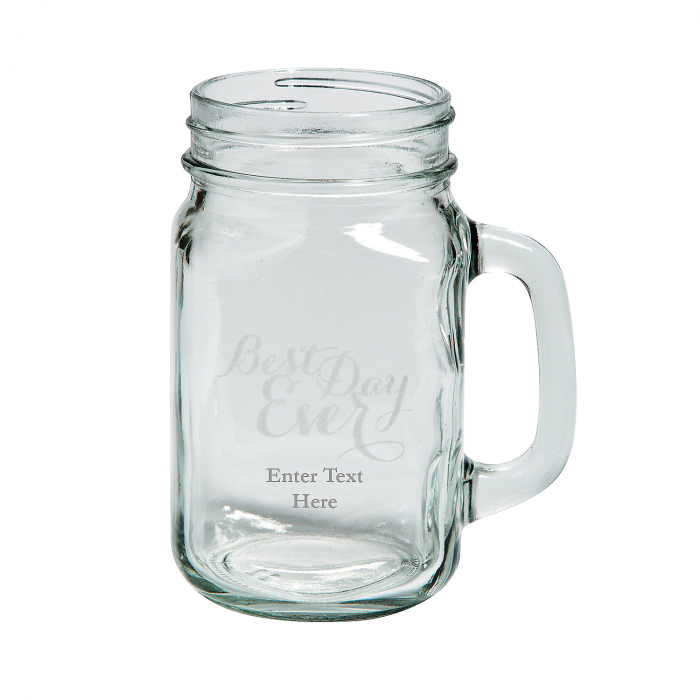 Best Day Ever Mason Jar Personalized Glass Mugs (1 Set(s))