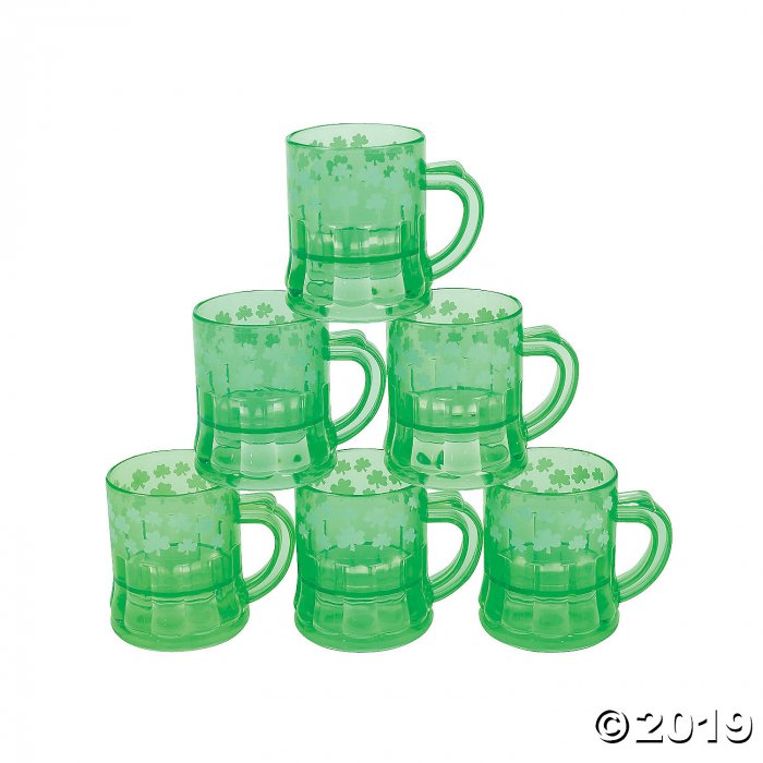 Mini Shamrock Plastic Mugs (Per Dozen)