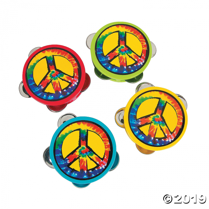 Peace Sign Tambourines (Per Dozen)