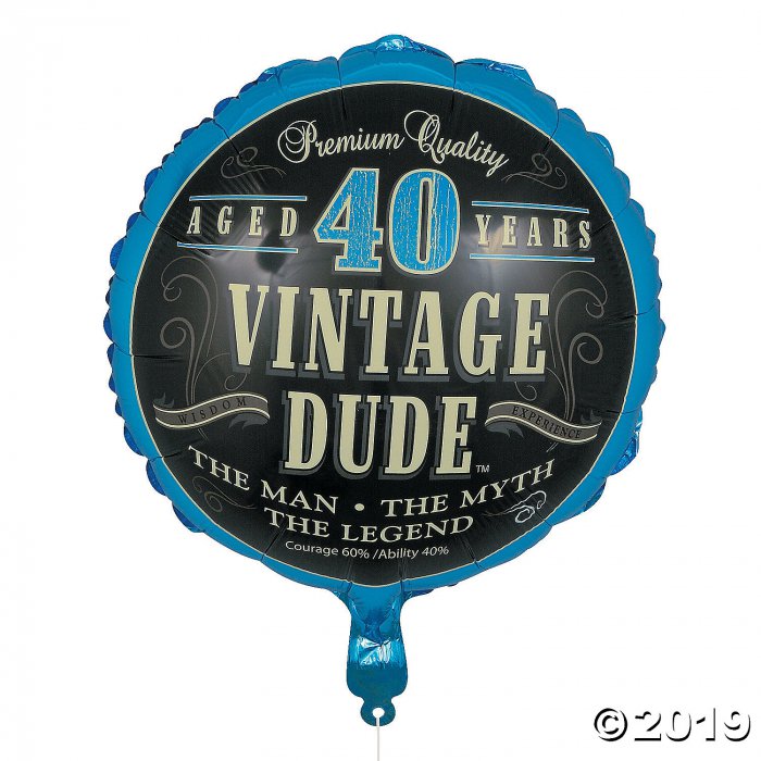 Vintage Dude 40th Birthday Metallic 18" Mylar Balloon (1 Piece(s))