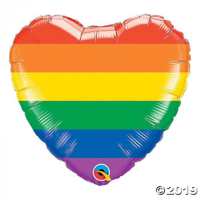 Rainbow Stripes Heart Mylar Balloon (1 Piece(s))