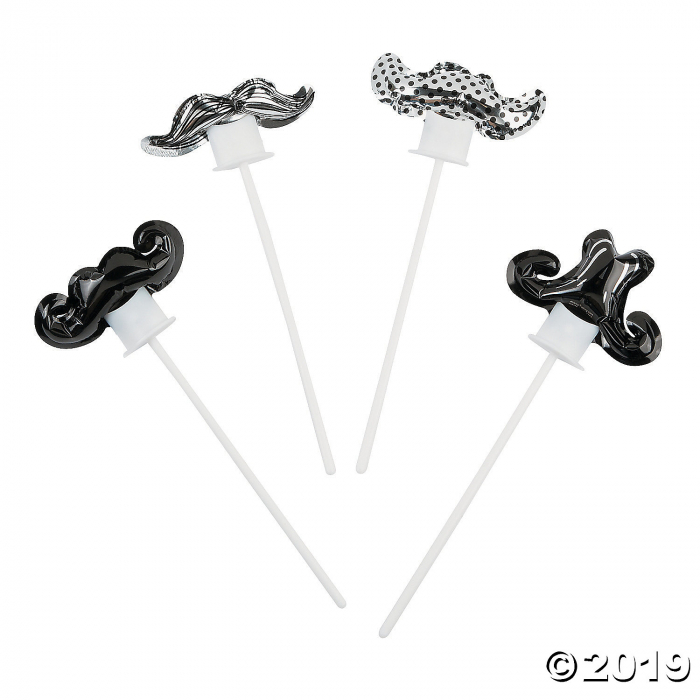 Self-Inflating Mustache Mylar Balloons (Per Dozen)