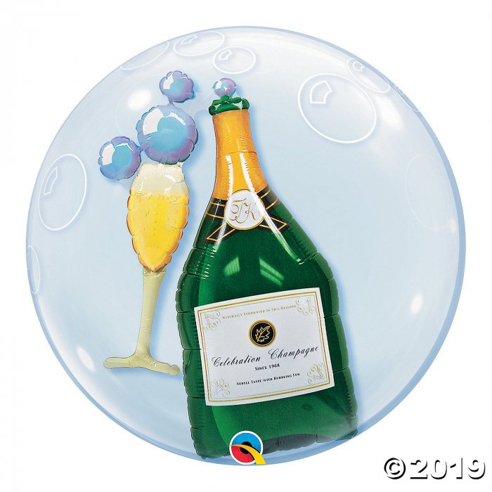 Wine, Glass & Bubble Mylar Balloon (1 Piece(s))