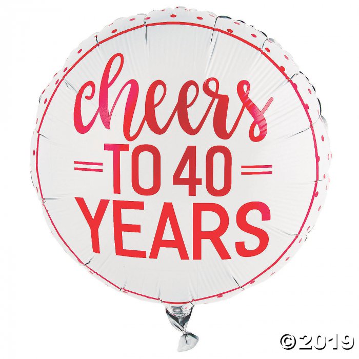 Red Cheers to 40 Years Mylar Balloon (1 Piece(s))