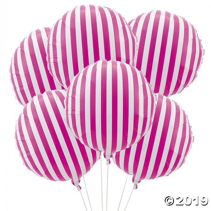 Hot Pink Striped Mylar Balloons (1 Set(s))