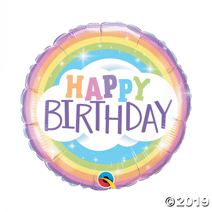 Pastel Happy Birthday Rainbow Mylar Balloon (1 Piece(s))