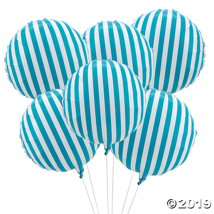 Turquoise Striped Mylar Balloons (1 Set(s))