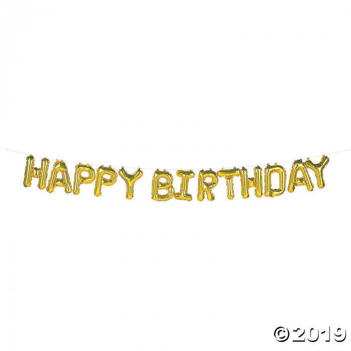 Gold Happy Birthday Mylar Balloon Garland (1 Set(s))