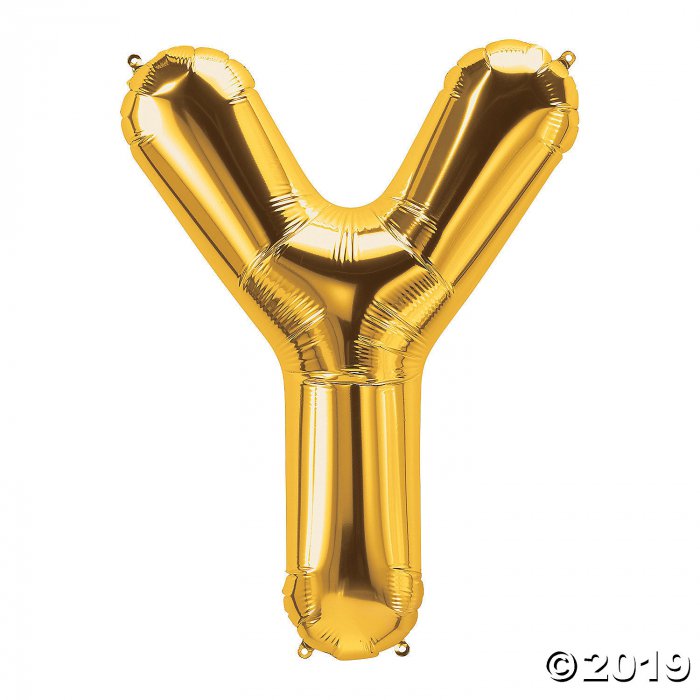 Y Gold Letter Mylar Balloon (1 Piece(s))