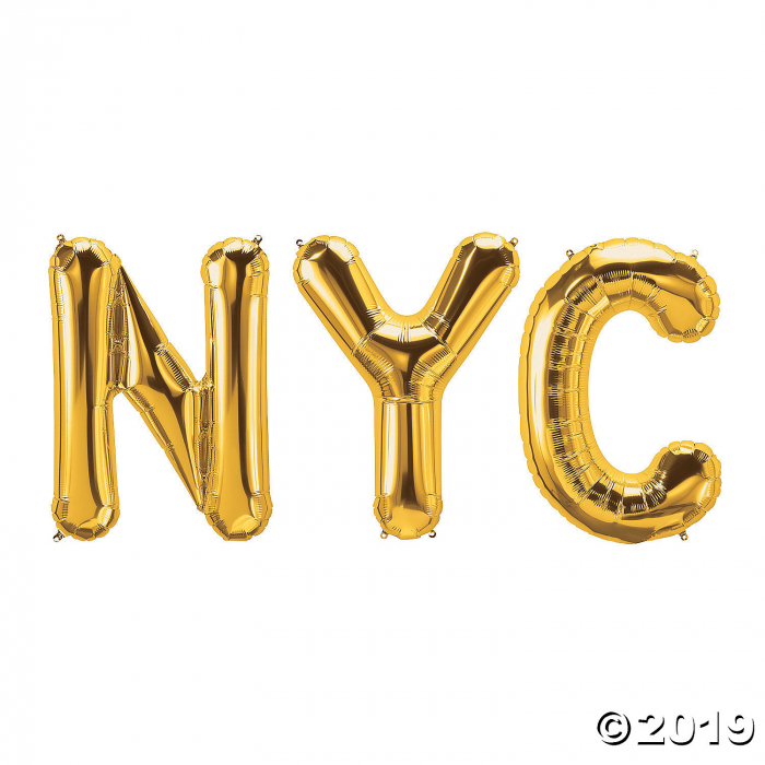 NYC Gold Mylar Balloon Kit (1 Set(s)) NYC Gold Mylar Balloon Kit (1 Set(s))