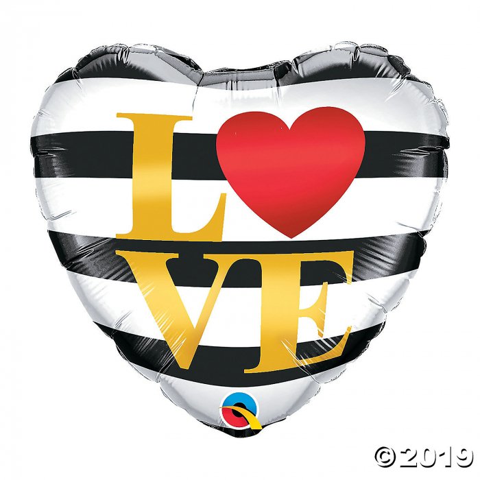 Striped Love Heart-Shaped Mylar Balloon (1 Piece(s))