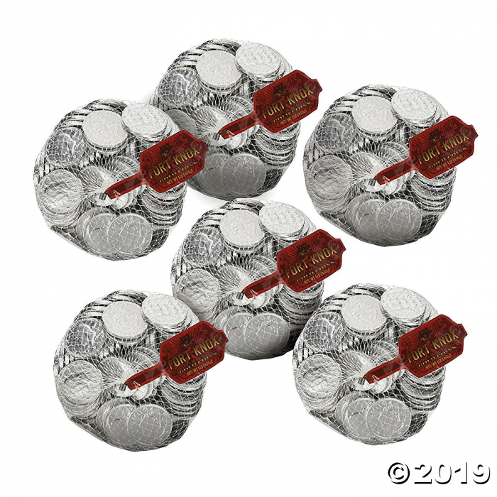 Bulk Fort Knox Silver Chocolate Coins - 6 Bags (480 Piece(s))