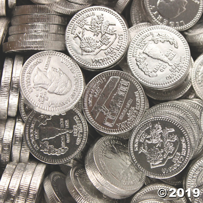 Bulk Fort Knox Silver Chocolate Coins - 6 Bags (480 Piece(s))