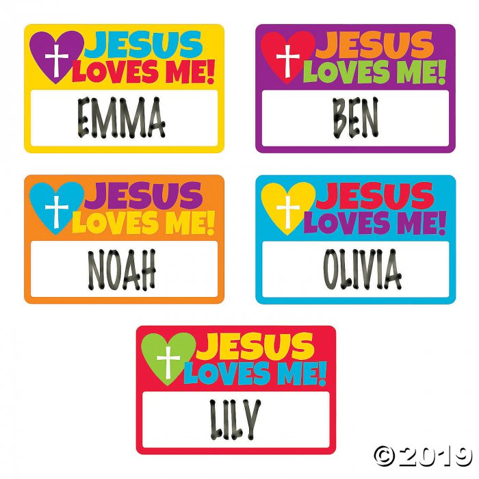 Jesus Loves Me Name Tags (1 Roll(s))