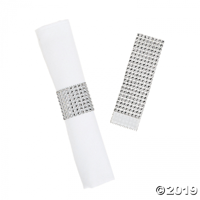 Silver Rhinestone Napkin Rings (25 Piece(s))