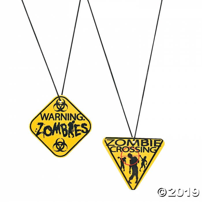 Zombie Warning Sign Necklaces (Per Dozen) Zombie Warning Sign Necklaces (Per Dozen)