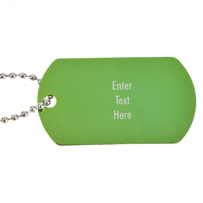 Personalized Green Dog Tag Necklaces (Per Dozen)