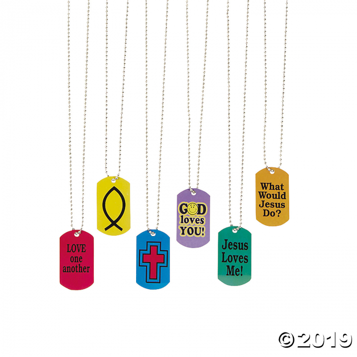 Religious Dog Tag Necklaces (Per Dozen)