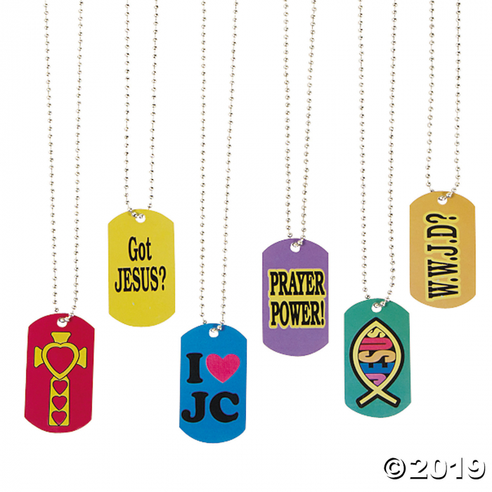 Religious Dog Tag Necklaces (Per Dozen)