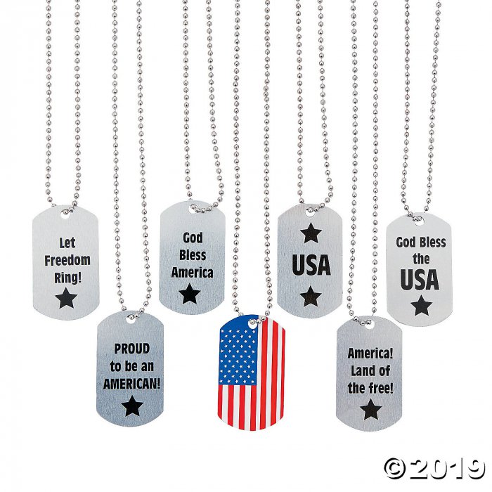 Patriotic Dog Tag Necklaces (Per Dozen)