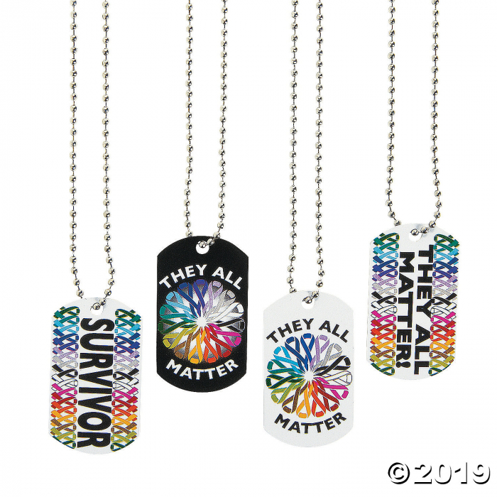 Cancer Awareness Dog Tag Necklaces (Per Dozen)