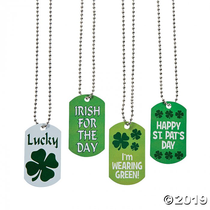St. Patrick's Day Dog Tag Necklaces (Per Dozen)