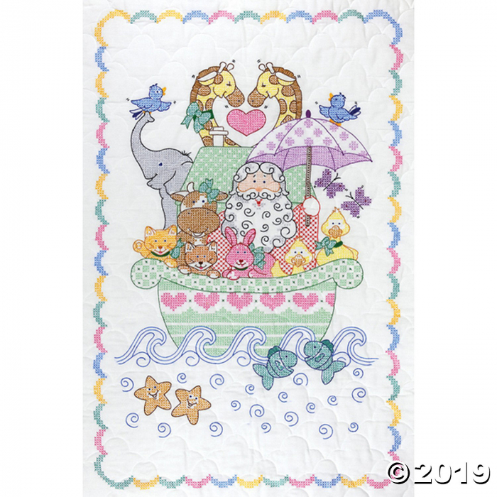 Stamped White Quilt Crib Top Noah's Ark (1 Set(s))