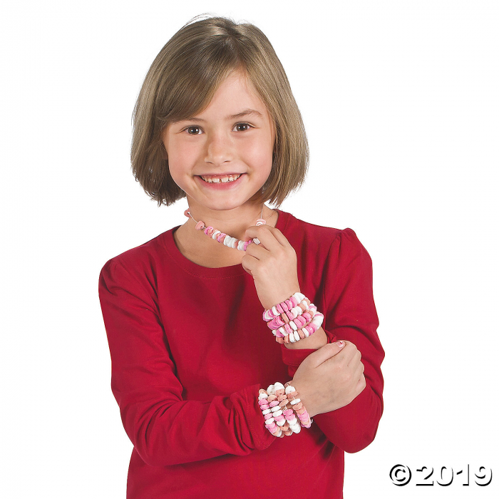 Stretchable Heart-Shaped Valentine Hard Candy Necklaces (24 Piece(s))