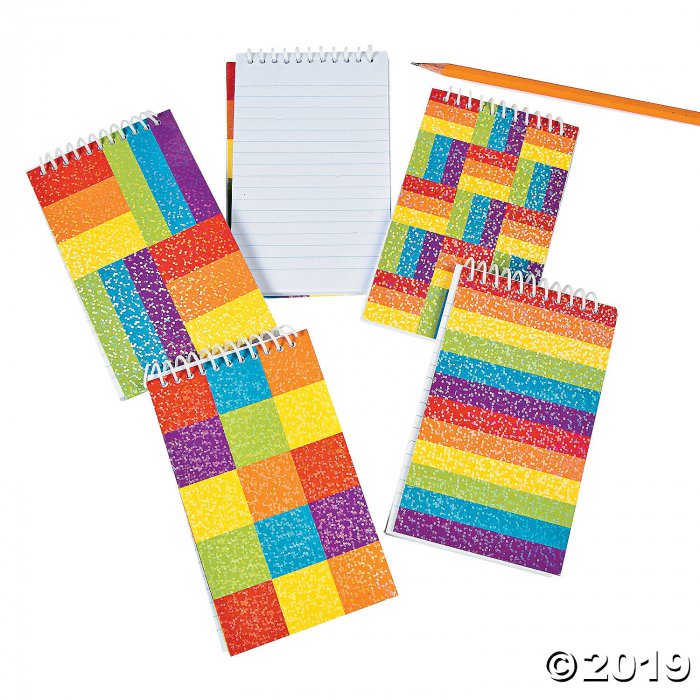 Rainbow Glitter Spiral Notepads (Per Dozen)