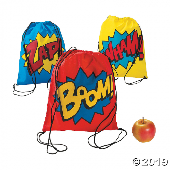 Medium Superhero Drawstring Bags (Per Dozen)