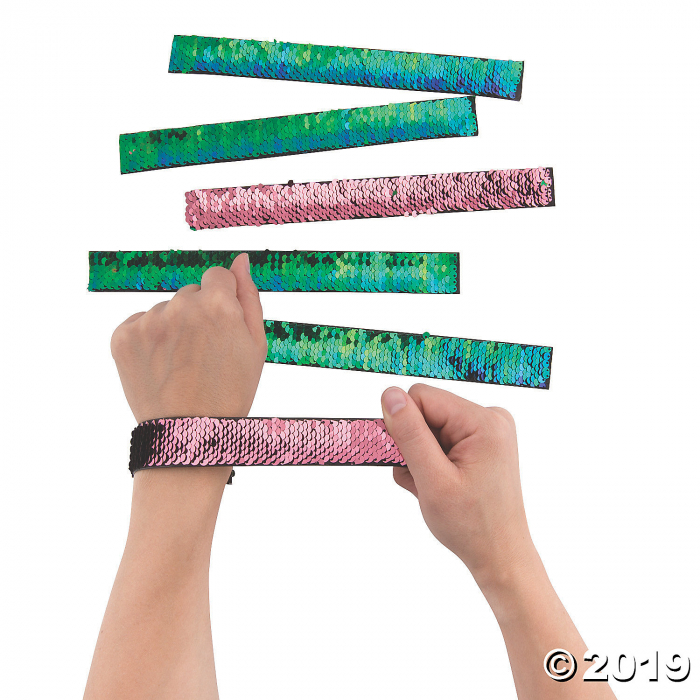 Mermaid Reversible Sequin Slap Bracelets (Per Dozen)