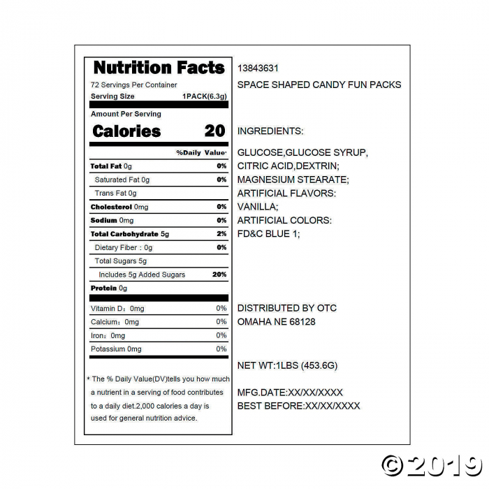 Outer Space Candy Fun Packs (72 Piece(s))