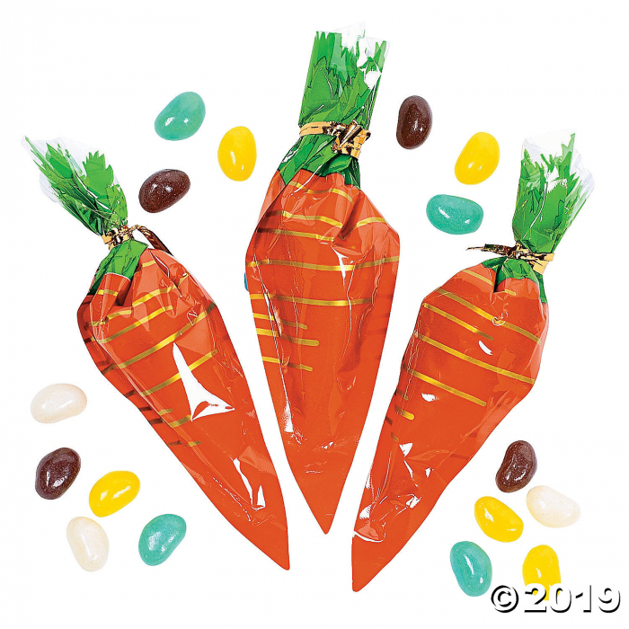 Carrot-Shaped Bags with Jelly Beans Candy (24 Piece(s))
