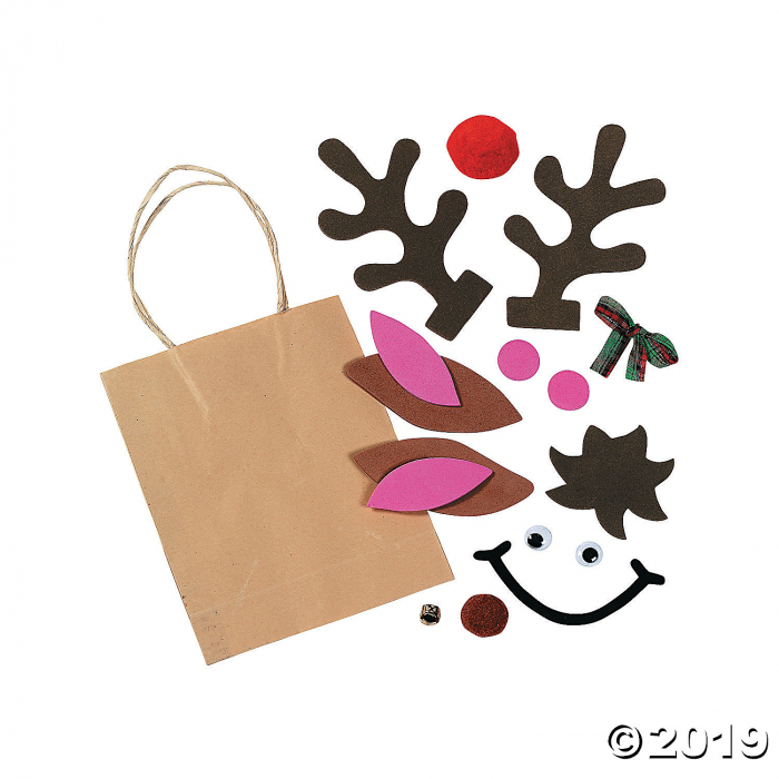 Reindeer Small Paper Gift Bag Craft Kit (Makes 12)