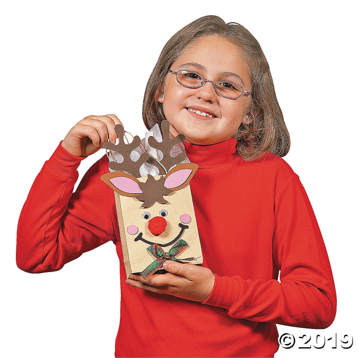 Reindeer Small Paper Gift Bag Craft Kit (Makes 12)