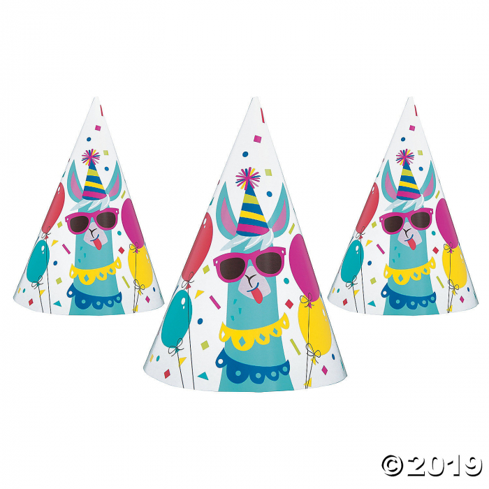 Llama Birthday Cone Party Hats (8 Piece(s)) Llama Birthday Cone Party Hats (8 Piece(s))