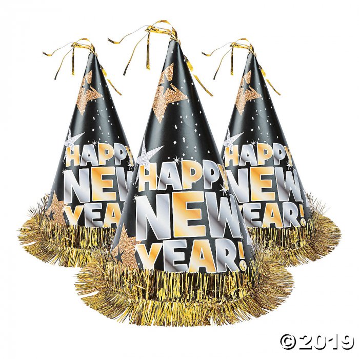 Happy New Year Cone Hats (Per Dozen)